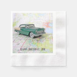 1955 Car On a Road Map Napkins
