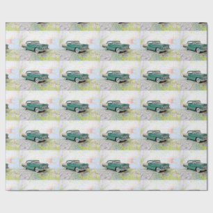 1955 Car On a Road Map Wrapping Paper