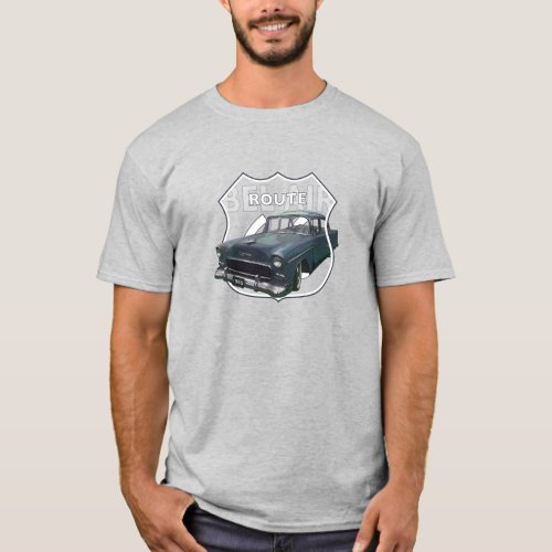 1955 Chevrolet Bel Air 55 Blue Chevy Route 66 T_Shirt