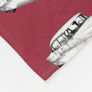 1955 Chevrolet Bel Air Antique Car Illustration Fleece Blanket
