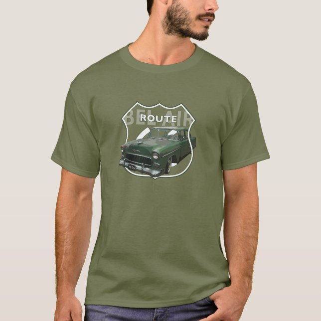 1955 Chevrolet Bel Air. Green Chevy 55. American. T-Shirt (Front)