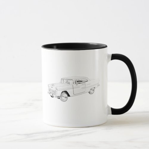 1955 Chevy Bel Air Black and White Pencil Drawing Mug