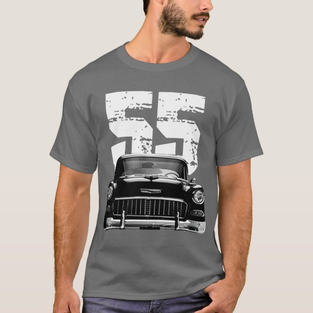 1955 Chevy Bel Air Front Grill View with White Yea T-Shirt (Front)