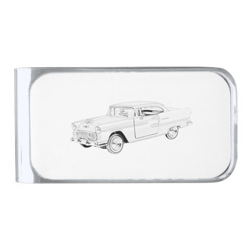 1955 Chevy Bel Air Silver Finish Money Clip