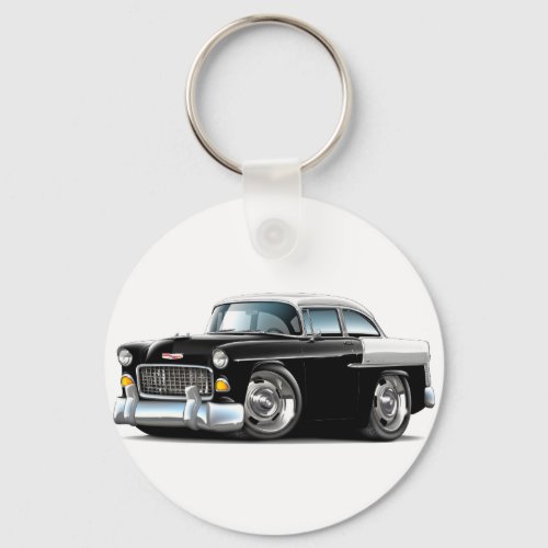 1955 Chevy Belair Black-White Car Keychain