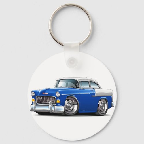 1955 Chevy Belair Blue-White Car Keychain