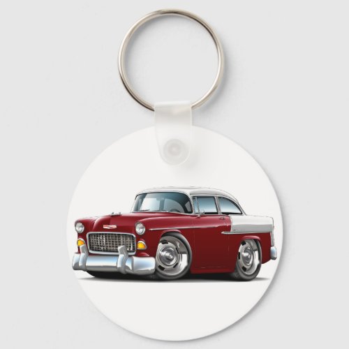 1955 Chevy Belair Maroon-White Car Keychain