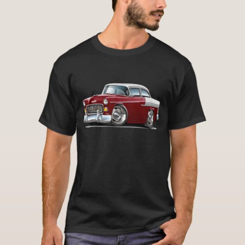 1955 Chevy Belair Maroon_White Car T_Shirt