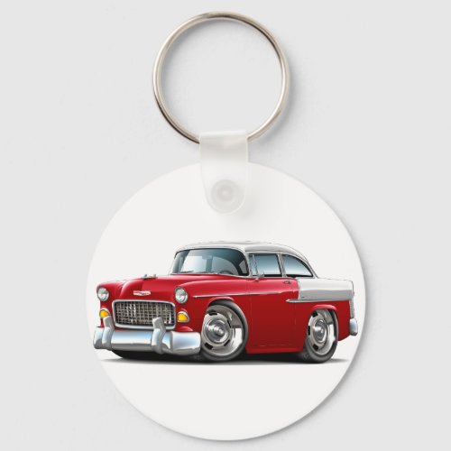 1955 Chevy Belair Red_White Car Keychain