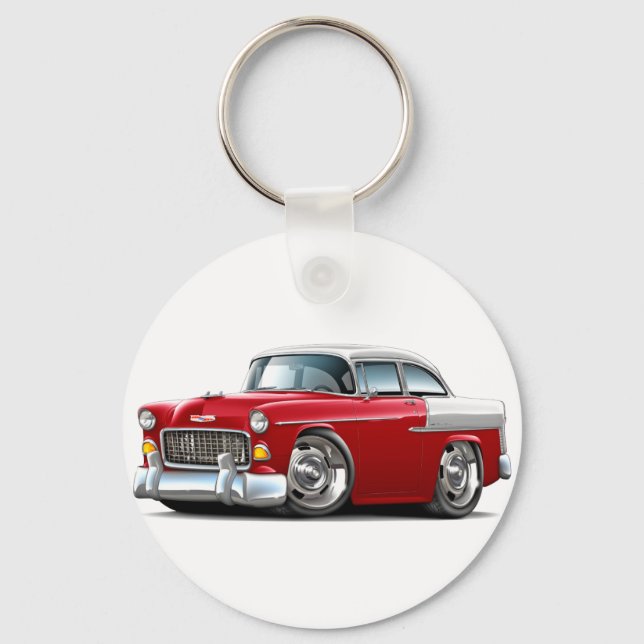 1955 Chevy Belair Red-White Car Keychain (Front)
