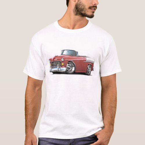 1955 Chevy Belair Salmon_White Convertible T_Shirt