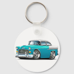 1955 Chevy Belair Turquoise-White Car Keychain
