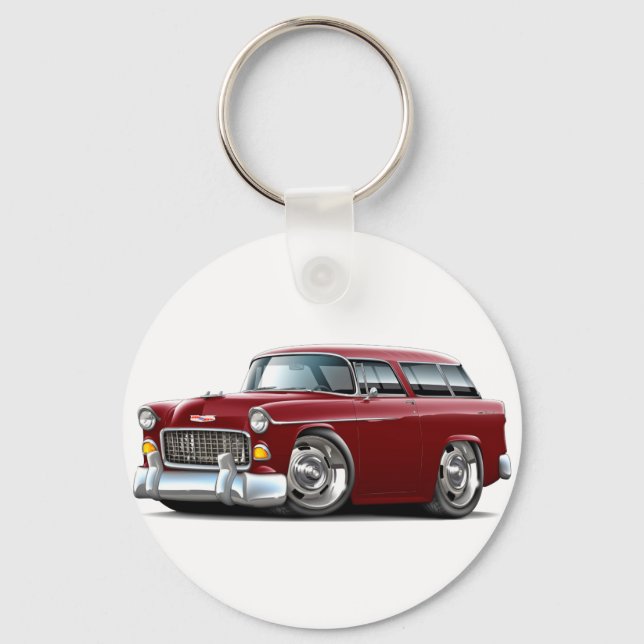 1955 Chevy Nomad Maroon Car Keychain (Front)