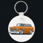 1955 Chevy Nomad Orange-White Car Keychain<br><div class="desc">Keychain Template</div>