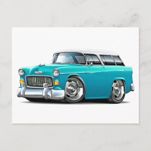 1955 Chevy Nomad Turquoise_White Car Postcard