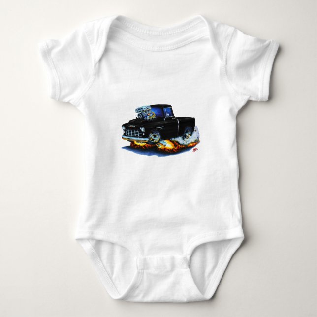 1955 Chevy Pickup Black Truck Baby Bodysuit (Front)