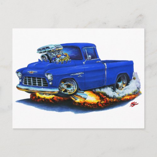 1955 Chevy Pickup Blue Truck Postcard