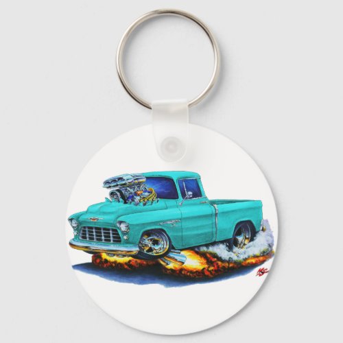 1955 Chevy Pickup Turquoise Truck Keychain