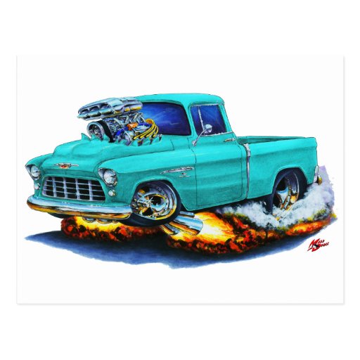 1955 Chevy Pickup Turquoise Truck Postcard | Zazzle