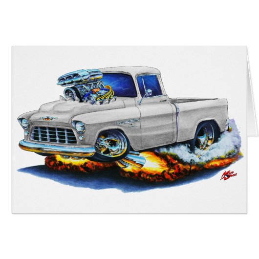 1955 Chevy Pickup White Truck Cards (Front Horizontal)