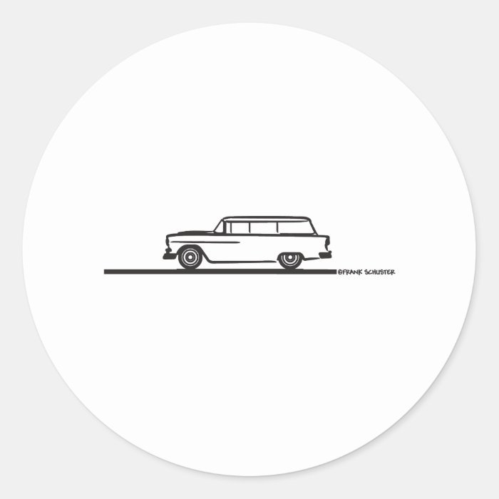 1955 Chevy Station Wagon Round Sticker