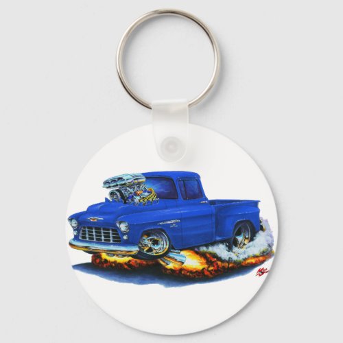 1955 Chevy Stepside Pickup Blue Truck Keychain