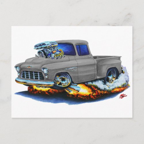 1955 Chevy Stepside Pickup Grey Truck Postcard