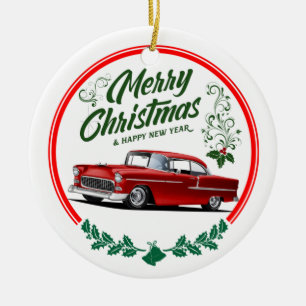 1955 Classic Car Holidays Ceramic Ornament