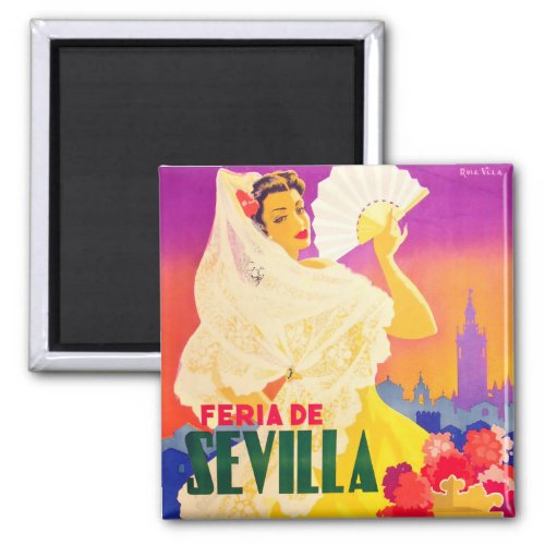 1955 Feria de Sevilla Spain vintage travel  Magnet