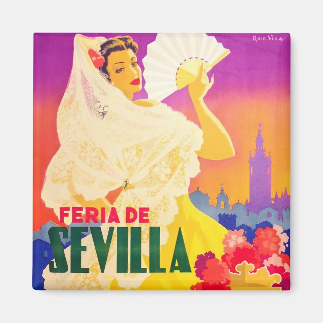 1955 Feria de Sevilla Spain vintage travel  Magnet (Front)