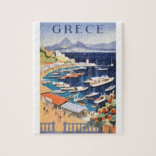 1955 Greece Athens Bay of Castella Travel Poster Jigsaw Puzzle