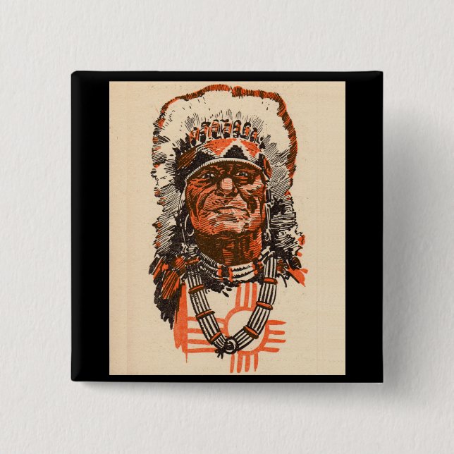 1955 Indian chief from Billy the Kid (UK) comics Button (Front)