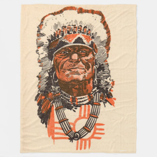 1955 Indian chief from Billy the Kid (UK) comics Fleece Blanket