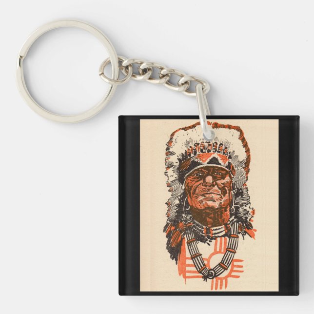 1955 Indian chief from Billy the Kid (UK) comics Keychain (Front)
