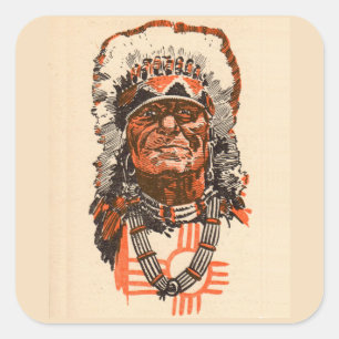 1955 Indian chief from Billy the Kid (UK) comics Square Sticker