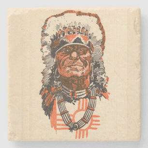 1955 Indian chief from Billy the Kid (UK) comics Stone Coaster