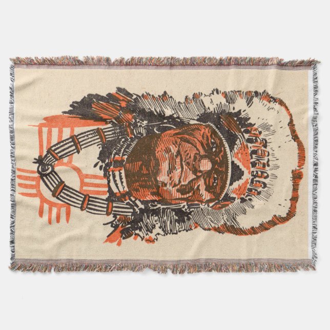 1955 Indian chief from Billy the Kid (UK) comics Throw Blanket (Front)