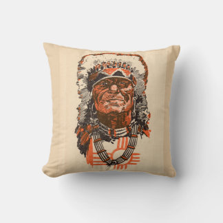 1955 Indian chief from Billy the Kid (UK) comics Throw Pillow