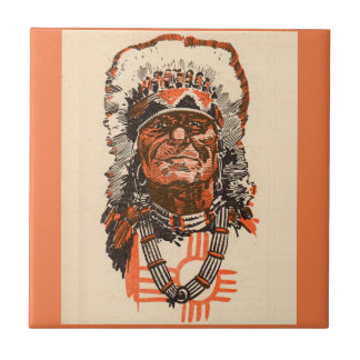 1955 Indian chief from Billy the Kid (UK) comics Tile