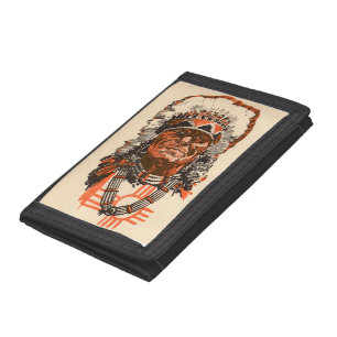 1955 Indian chief from Billy the Kid (UK) comics Trifold Wallet