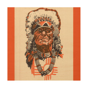 1955 Indian chief from Billy the Kid (UK) comics Wood Wall Decor