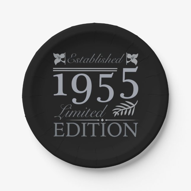 1955 Limited Edition 70th Birthday Paper Plates (Front)