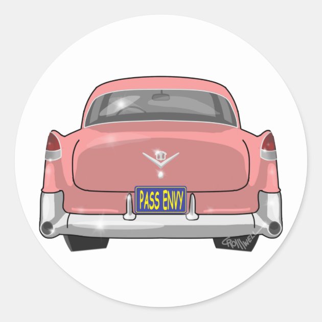 1955 Pink Cadillac Classic Round Sticker | Zazzle