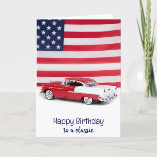 1955 Red and White Car Birthday Card