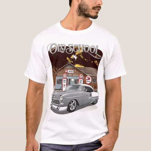 1955 Silver Gray Chevy Bel Air Old School Shirt