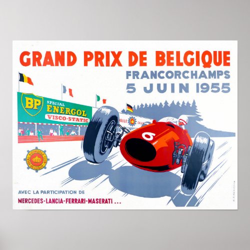 1955 Spa Grand Prix vintage racing Poster