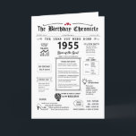 1955 The Year You Were Born Birthday Card<br><div class="desc">Step into the past with our fascinating 1955 birthday card! Packed with important moments and interesting facts from 1955, it's made just for your special birthday. This birthday card is full of cool insights and snapshots from that time. From big events like the first color TV show, the rise of...</div>