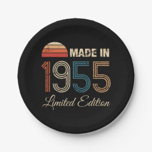 1955 Vintage 70th Birthday Paper Plates
