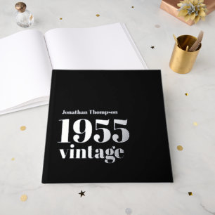 1955 Vintage Name Black Male 70th Birthday Party Foil Guest Book