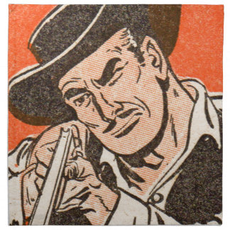 1955 Western bad guy in black hat with rifle Napkin